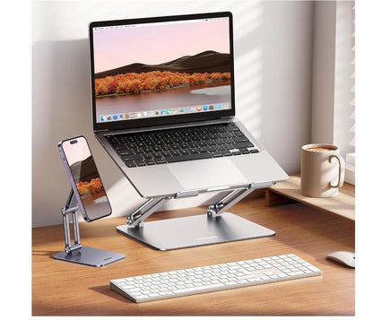 Desk Laptop Stand Holder Dual Rod Ergonomic Riser with Heat-Vent