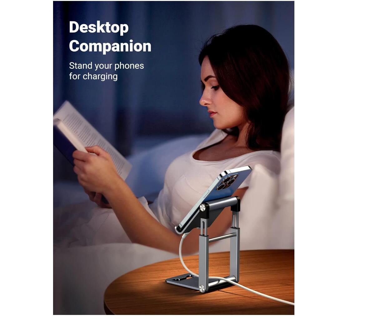 Desk Phone Stand Holder Adjustable Foldable Portable Aluminum