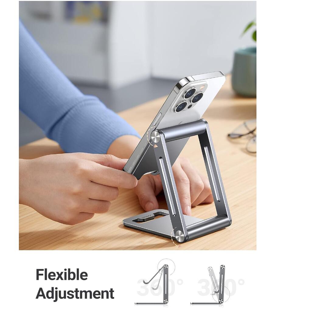 Dual Arms Sturdiness Aluminum Phone Stand Adjustable Portable