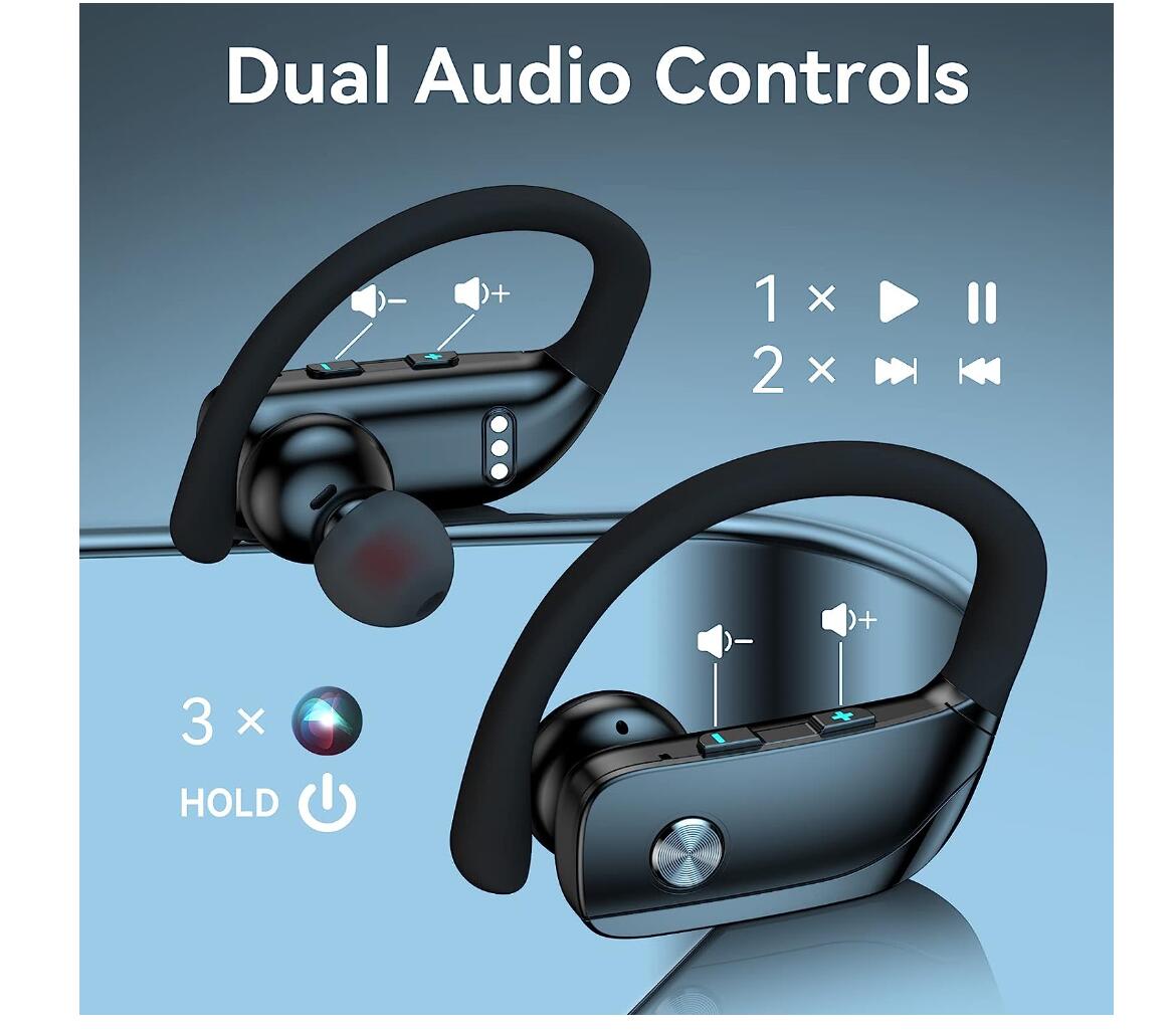 Dual LED Wireless Bluetooth Earbuds Sport Built-in Microphone