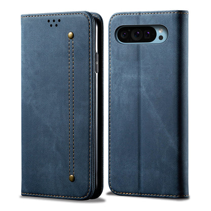 Retro Demin Wallet Leather Google Pixel 9 Pro XL Case Frosted TPU