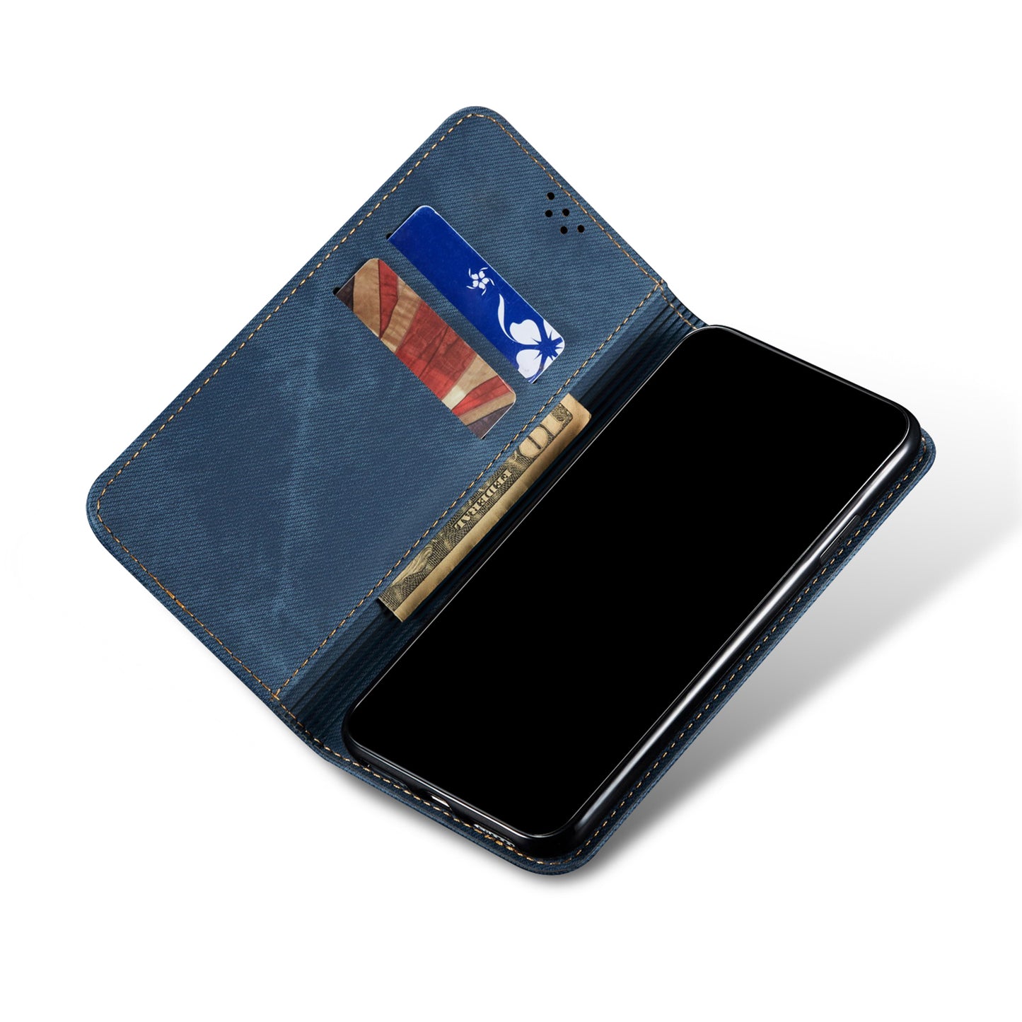 Retro Demin Wallet Leather Google Pixel 9 Pro XL Case Frosted TPU