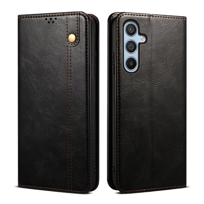 Oil Wax Leather Wallet Stand Galaxy S24 FE Case Magnetic Slim