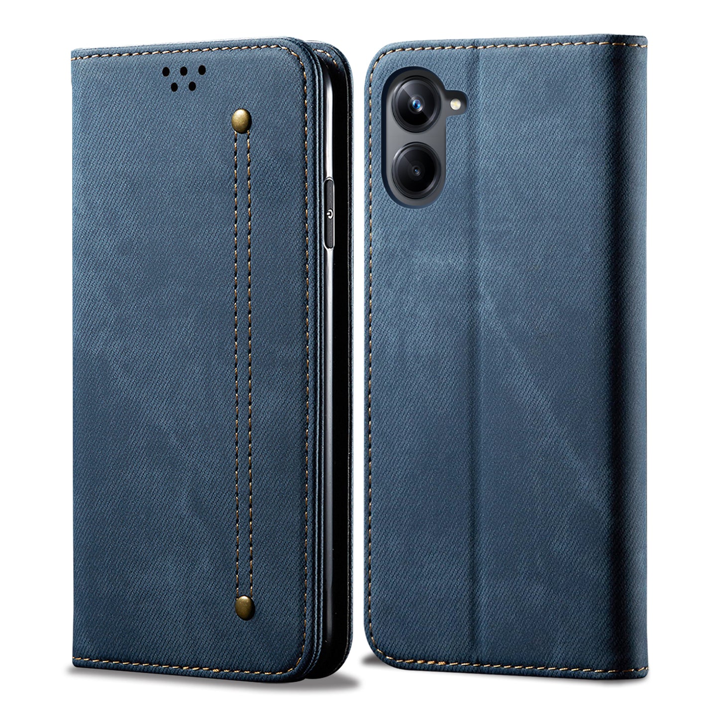 Retro Demin Wallet Leather Galaxy A06 Case Frosted TPU Shell