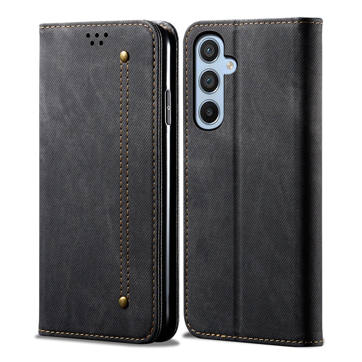 Retro Demin Wallet Leather Galaxy A16 Case Frosted TPU Shell