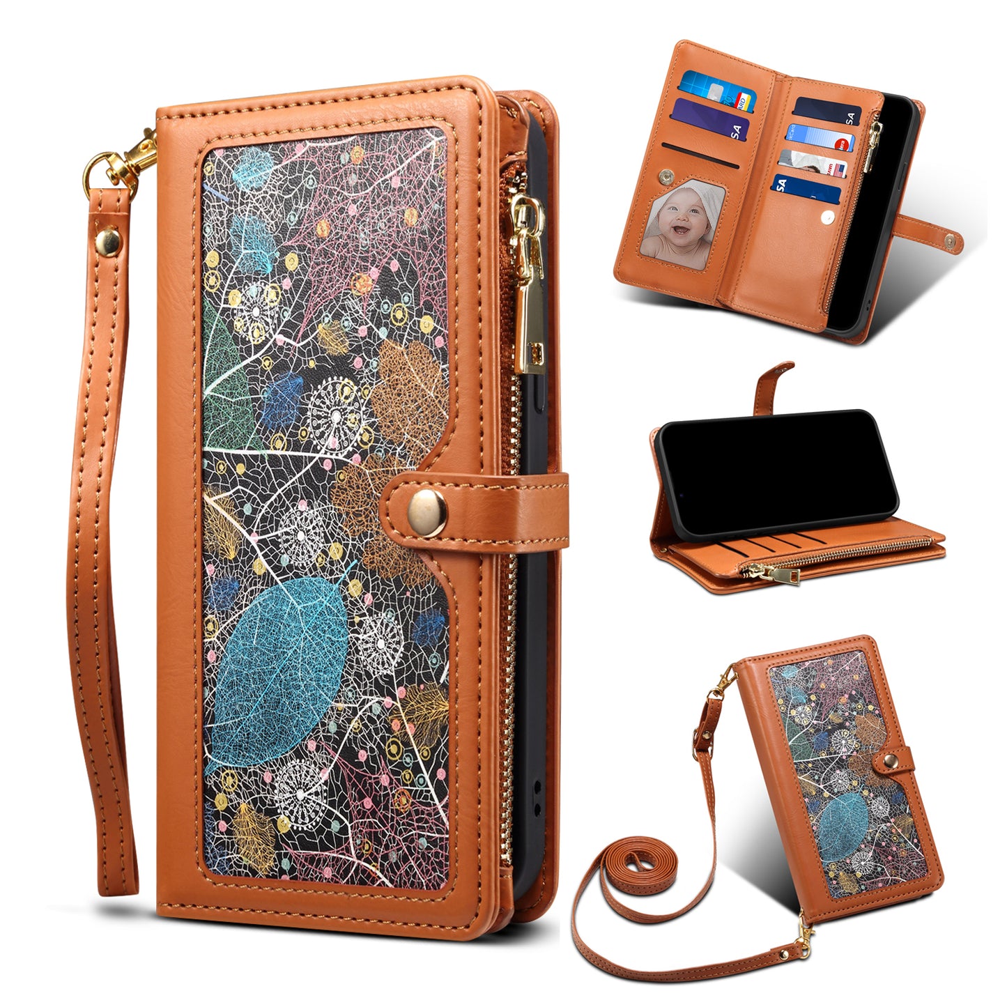 Multi-function 8 Card Slots Astral Galaxy A12 Case with Hand Strap