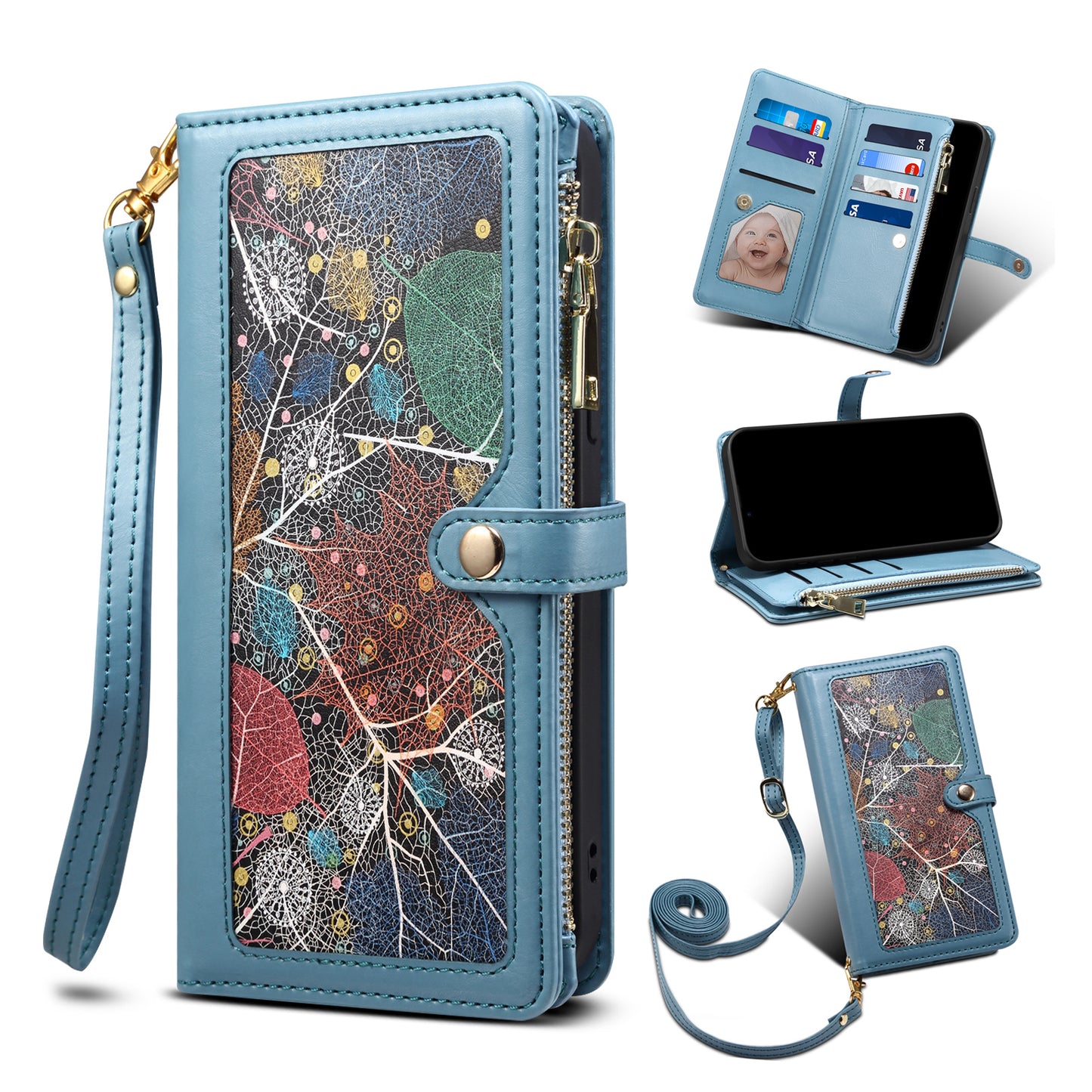 Multi-function 8 Card Slots Astral Galaxy A04 Case with Hand Strap