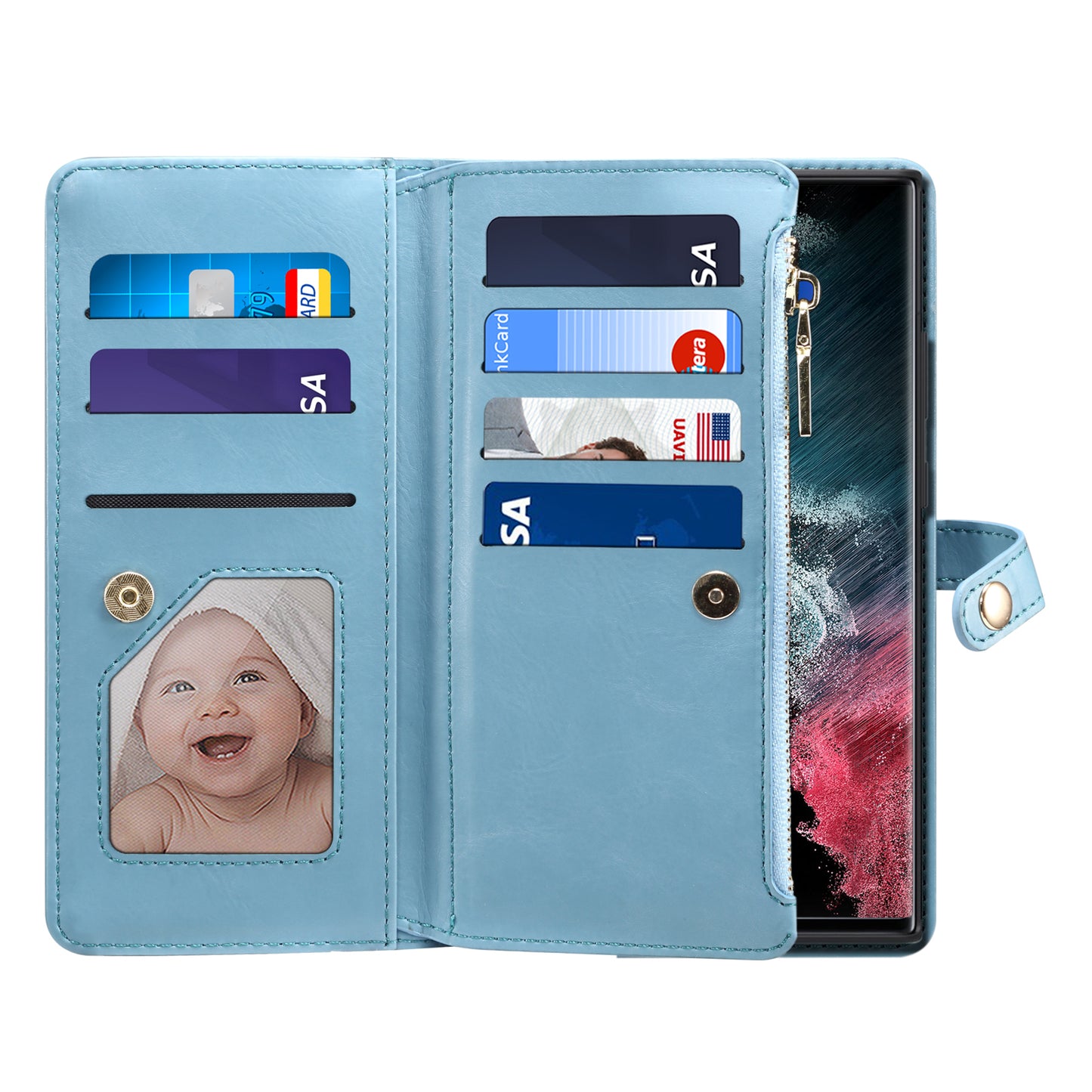 Multi-function 8 Card Slots Astral Galaxy S22 Ultra Case Hand Strap