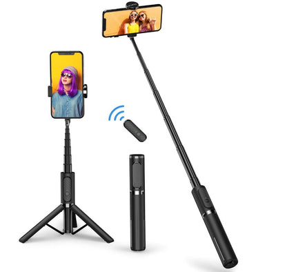 Extension 3-in-1 Bluetooth Selfie Stick Triple with Wireless Remote Aluminum