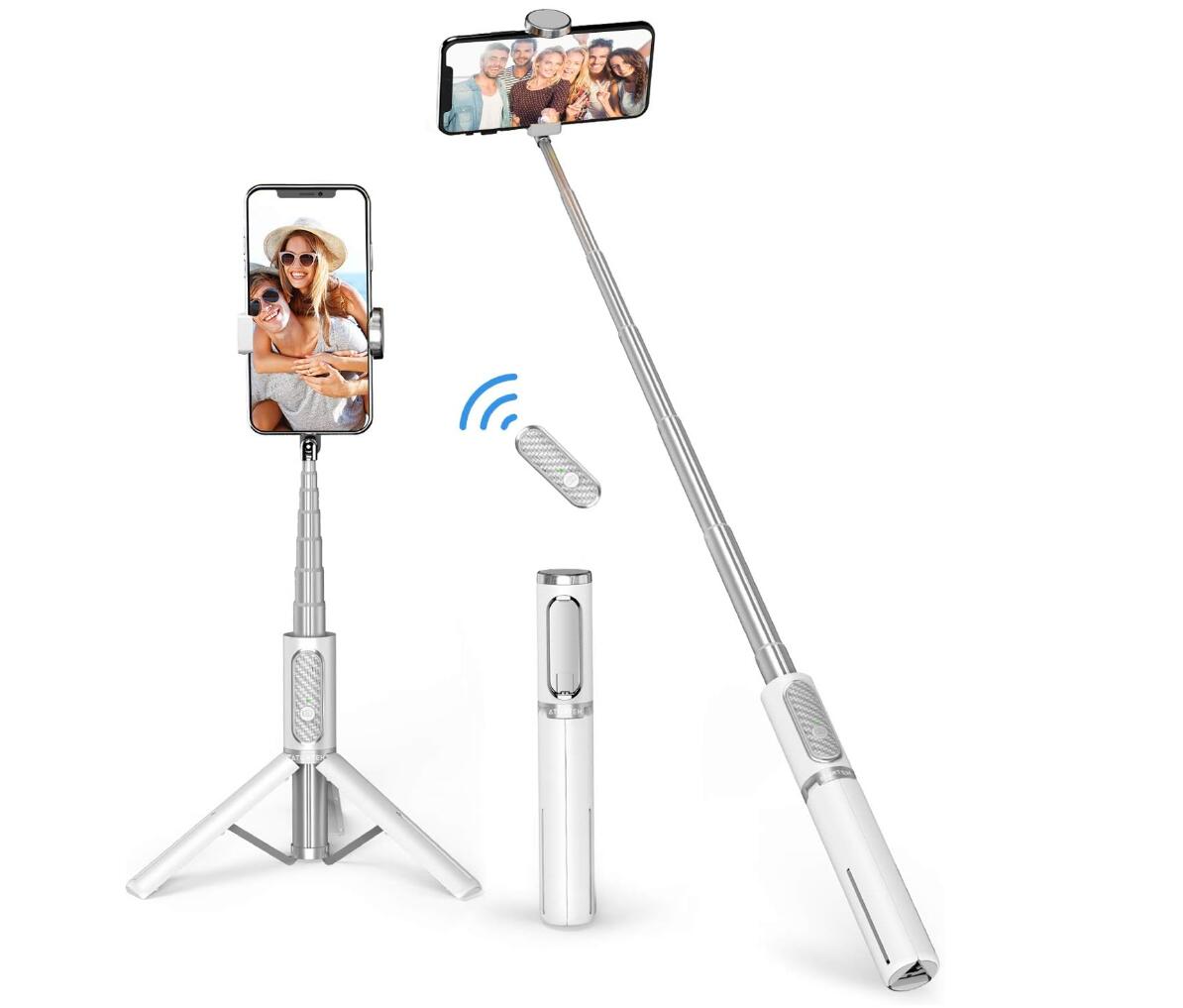 Extension 3-in-1 Bluetooth Selfie Stick Triple with Wireless Remote Aluminum