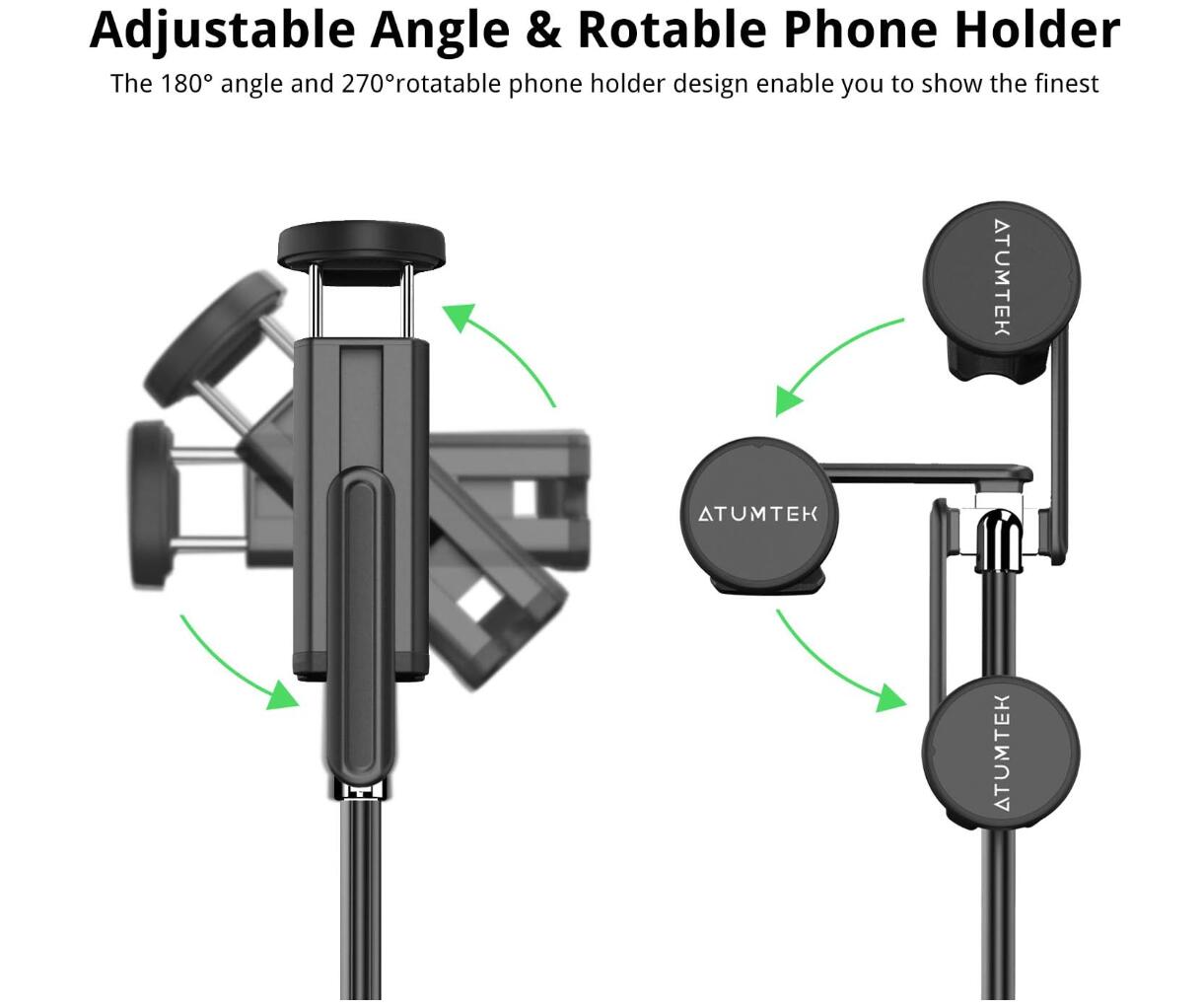 Extension 3-in-1 Bluetooth Selfie Stick Triple with Wireless Remote Aluminum