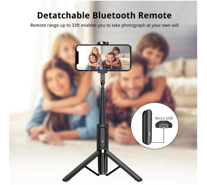 Extension 3-in-1 Bluetooth Selfie Stick Triple with Wireless Remote Aluminum