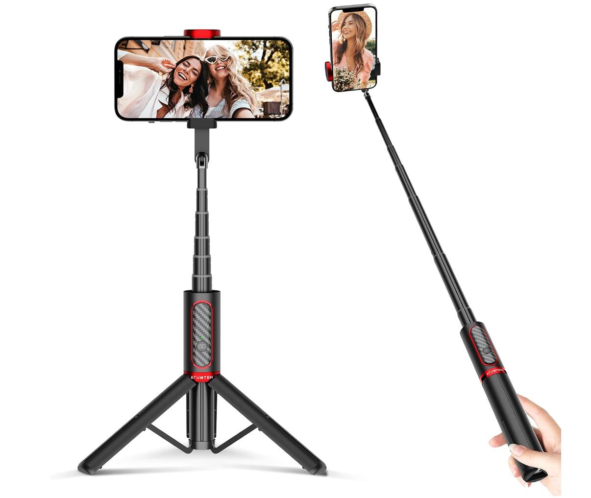 Extension 3-in-1 Bluetooth Selfie Stick Triple with Wireless Remote Aluminum