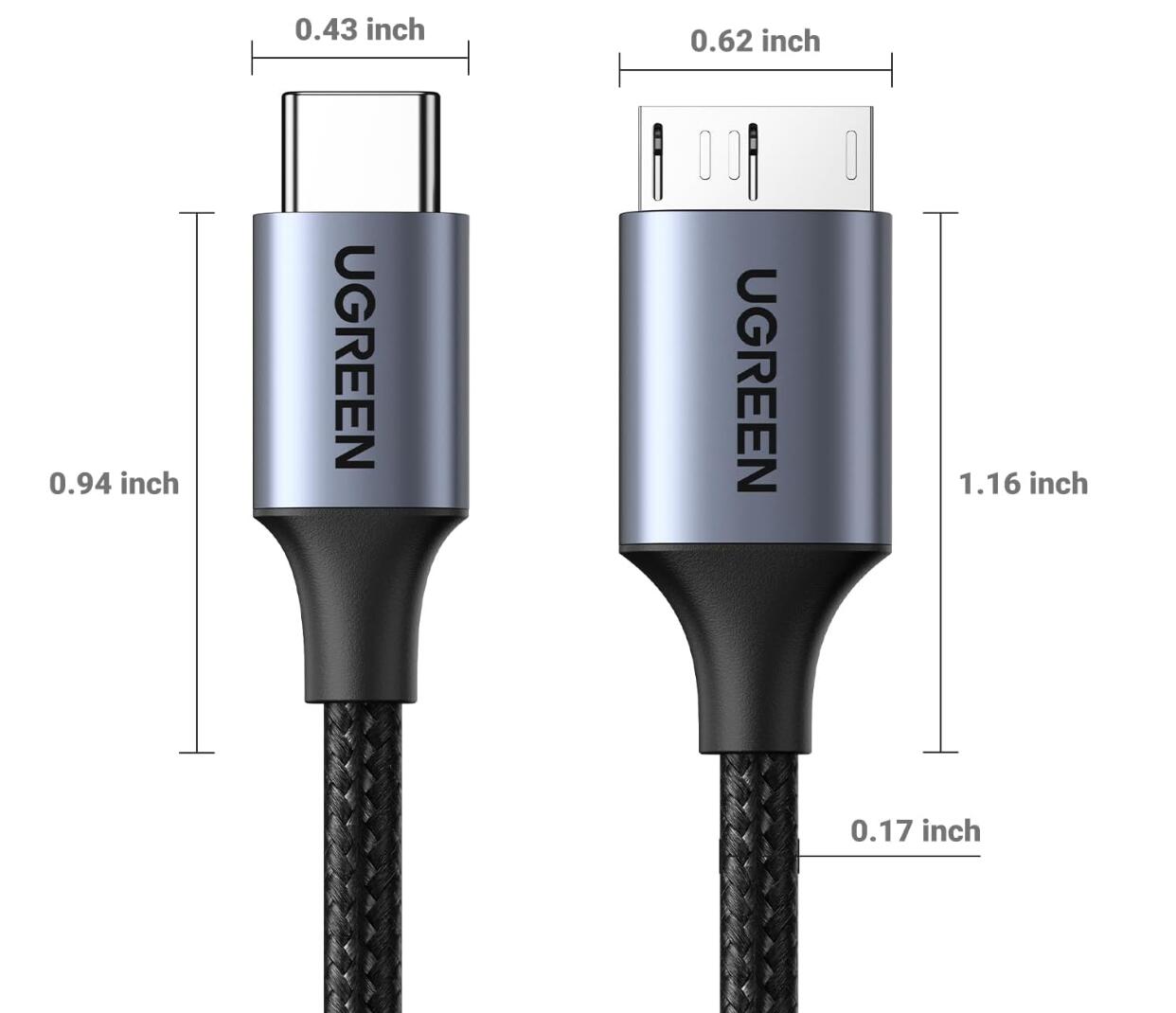 External Fastest Transfer 10Gbps Hard Drive Cable Micro-B to USB-C