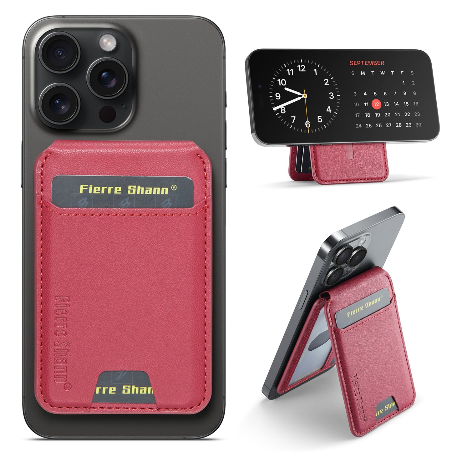 Shaft Carbon Fiber Leather Phone Card Case with Magnetic