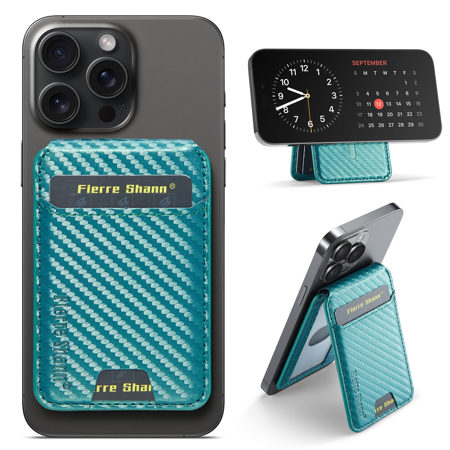 Shaft Carbon Fiber Leather Phone Card Case with Magnetic