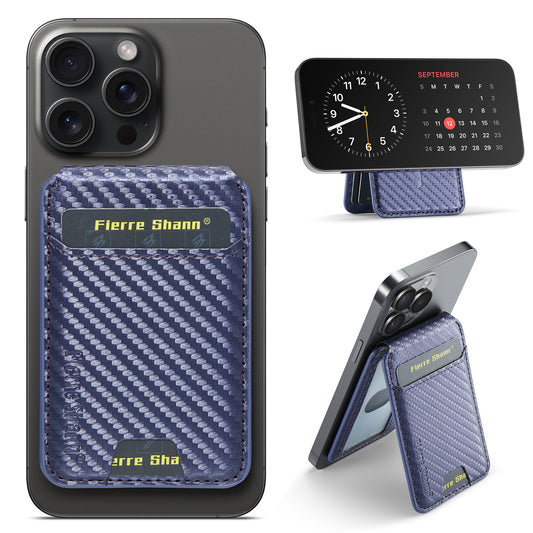 Shaft Carbon Fiber Leather Phone Card Case with Magnetic