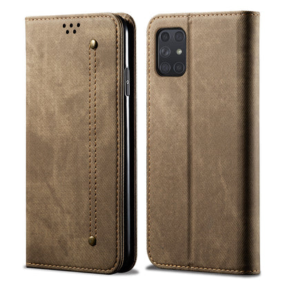 Retro Demin Wallet Leather Samsung Galaxy A52 Case Frosted TPU Shell