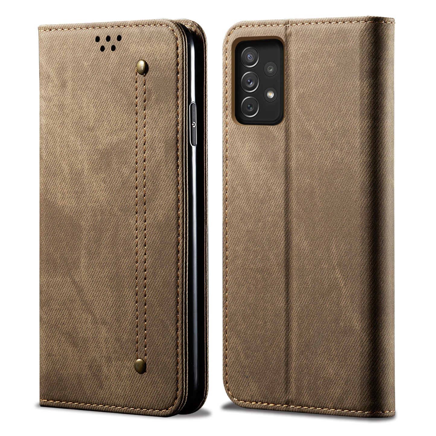 Retro Demin Wallet Leather Galaxy A03 Core Case Frosted TPU Shell