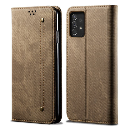 Retro Demin Wallet Leather Samsung Galaxy A53 Case Frosted TPU Shell