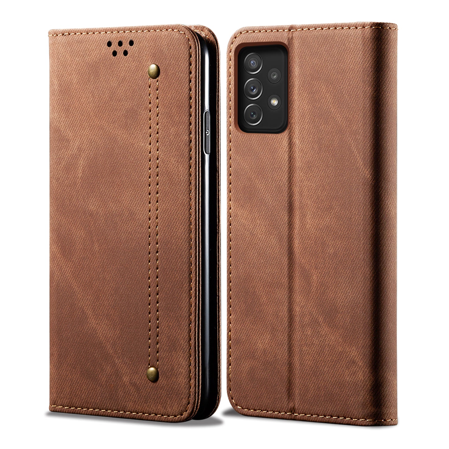 Retro Demin Wallet Leather Samsung Galaxy A23 Case Frosted TPU Shell