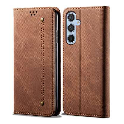 Retro Demin Wallet Leather Samsung Galaxy A55 Case Frosted TPU Shell