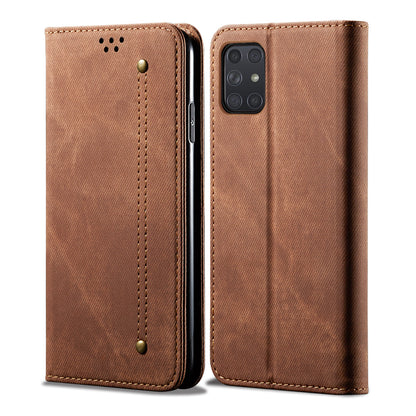 Retro Demin Wallet Leather Samsung Galaxy A52 Case Frosted TPU Shell