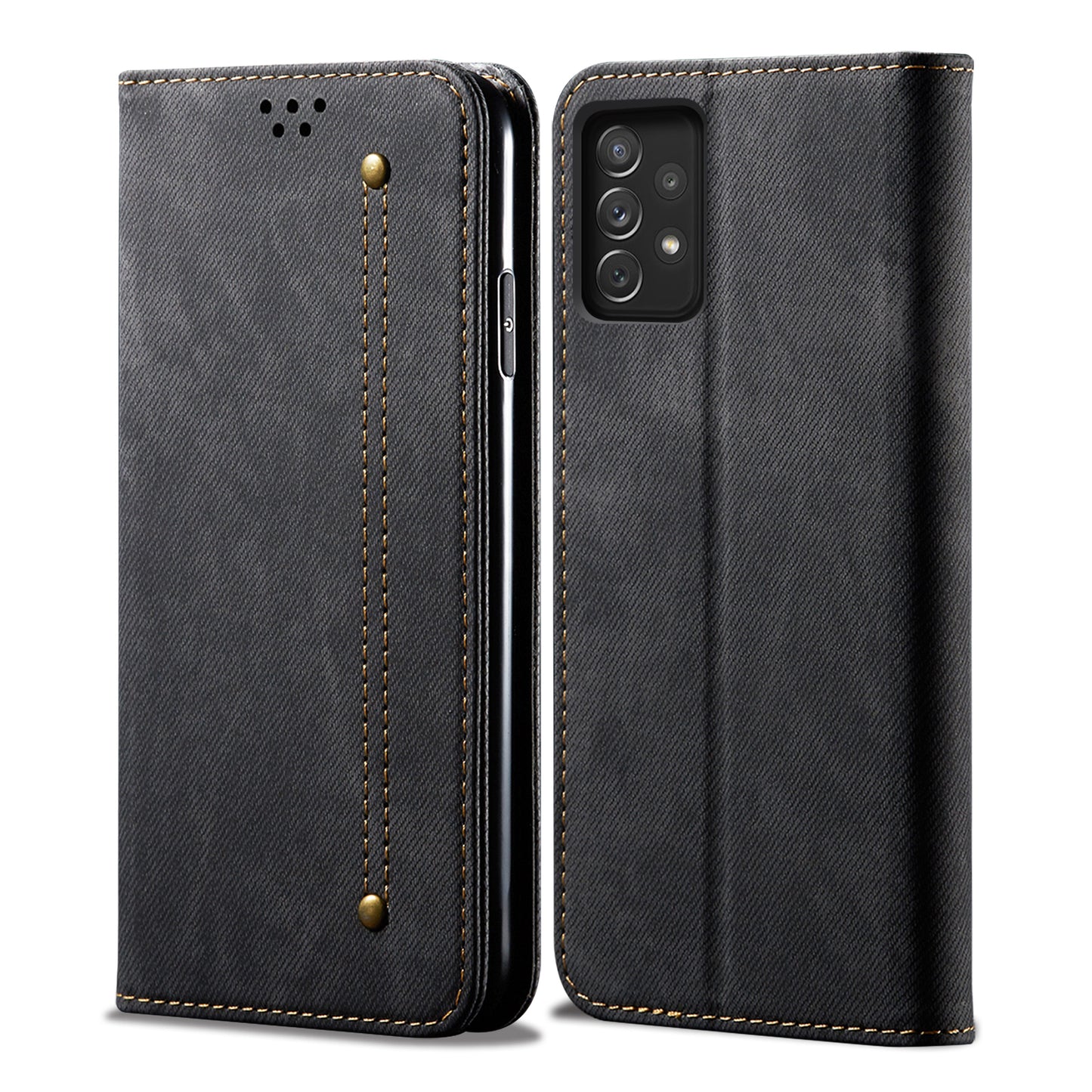 Retro Demin Wallet Leather Galaxy A03 Core Case Frosted TPU Shell