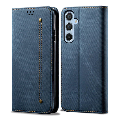 Retro Demin Wallet Leather Galaxy S23 FE Case Frosted TPU Shell