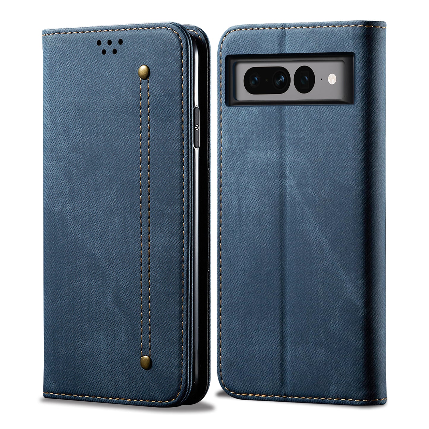 Retro Demin Wallet Leather Google Pixel 7 Pro Case Frosted TPU Shell