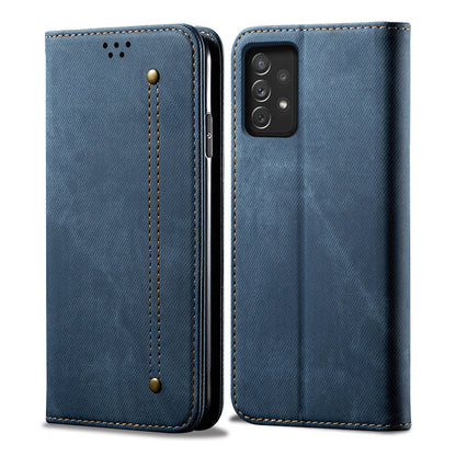 Retro Demin Wallet Leather Samsung Galaxy A35 Case Frosted TPU Shell