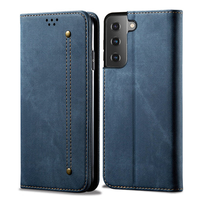 Retro Demin Wallet Leather Galaxy S21 FE Case Frosted TPU Shell