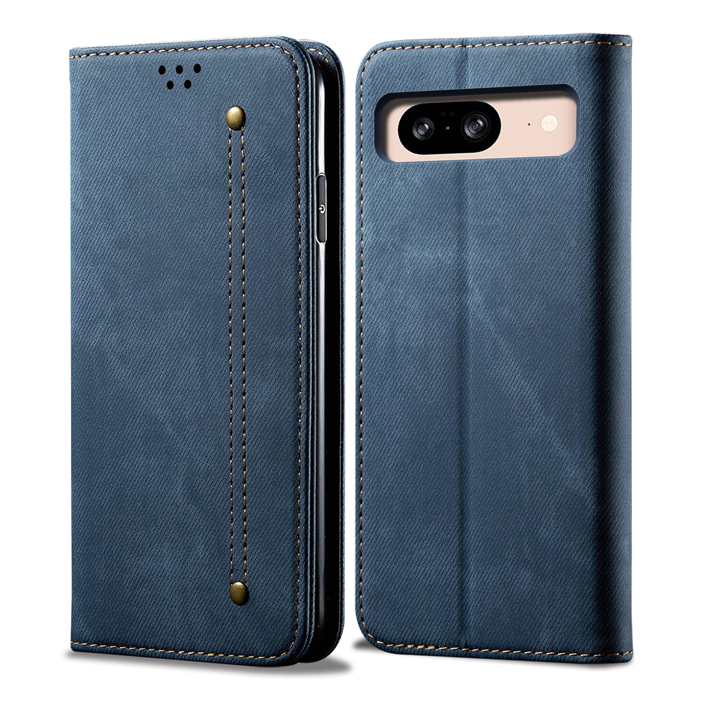 Retro Demin Wallet Leather Google Pixel 8A Case Frosted TPU Shell