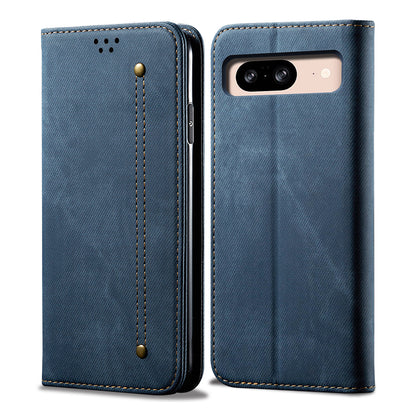 Retro Demin Wallet Leather Google Pixel 8A Case Frosted TPU Shell