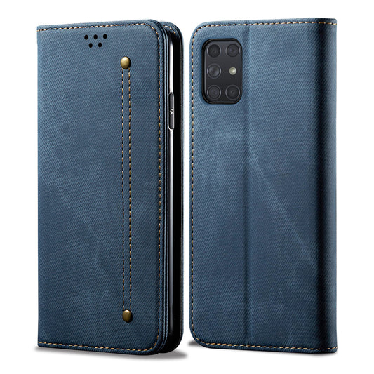 Retro Demin Wallet Leather Samsung Galaxy A52 Case Frosted TPU Shell