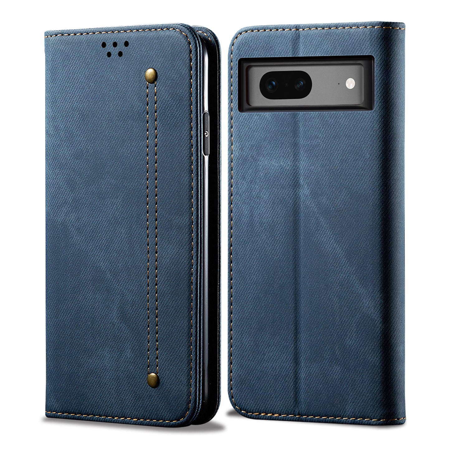 Retro Demin Wallet Leather Google Pixel 7 Case Frosted TPU Shell