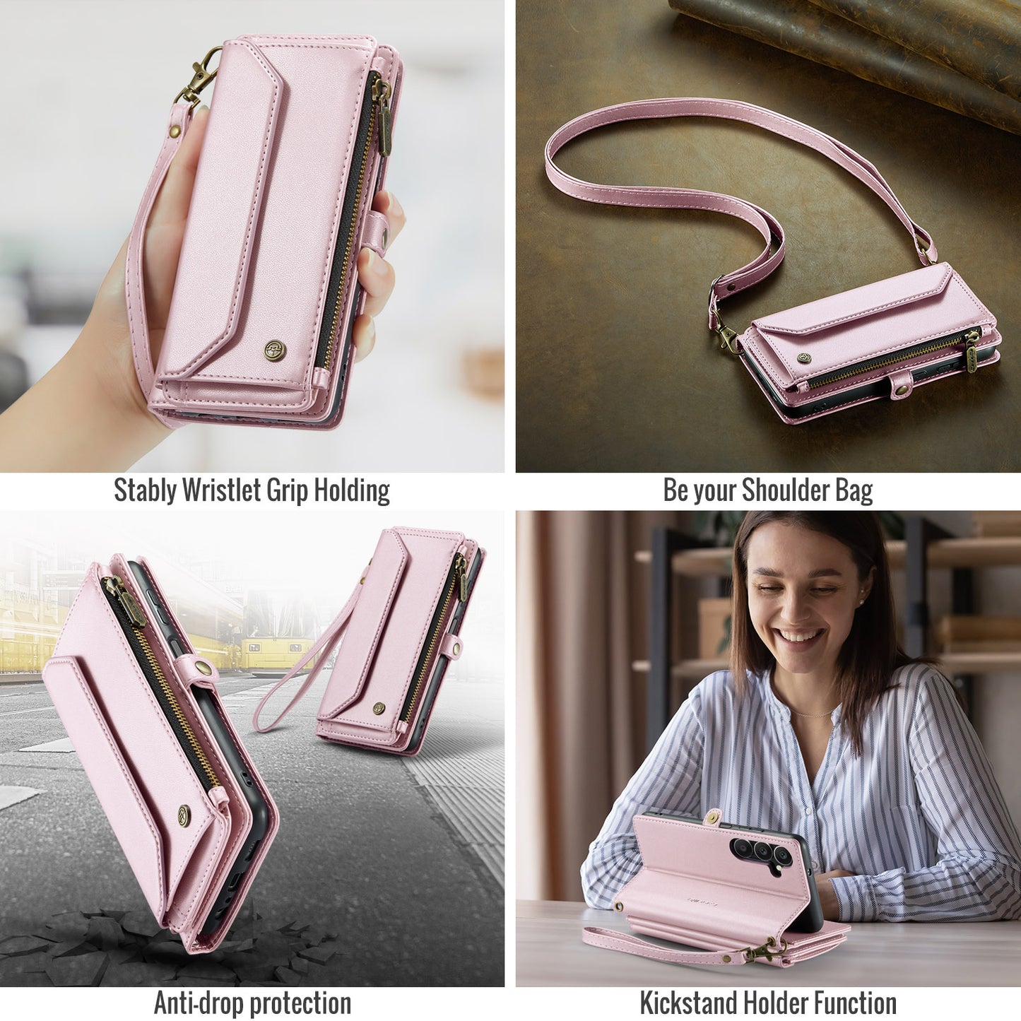 Women Shoulder Bag Samsung Galaxy A15 Case Card Slots Buckle Pockets