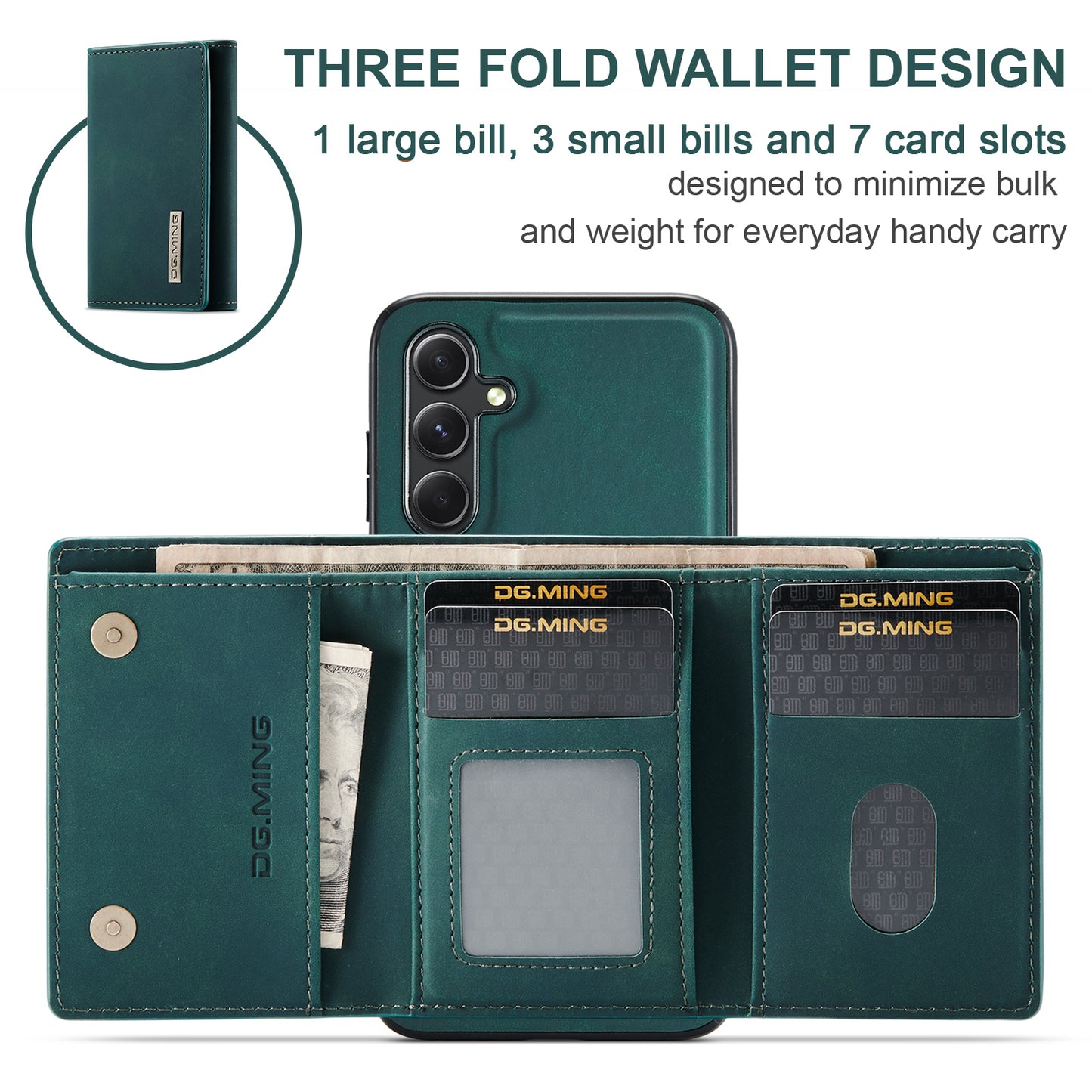 Retro Detachable Fold Wallet Galaxy A55 Case Magnetic Clip