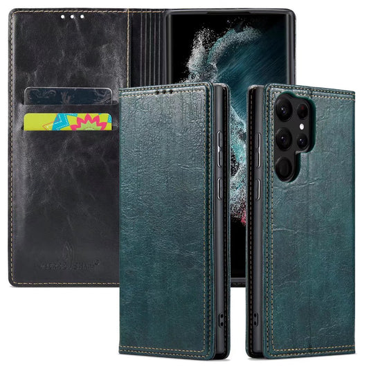 Tree Artificial Leather Galaxy S22 Ultra Case Wallet Stand