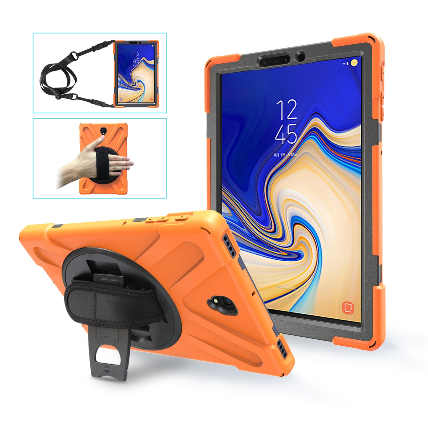 Pirate King Galaxy Tab S4 Case 360 Rotating Stand Hand Shoulder