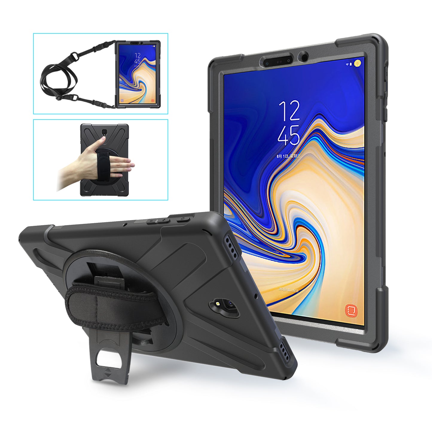 Pirate King Galaxy Tab S4 Case 360 Rotating Stand Hand Shoulder