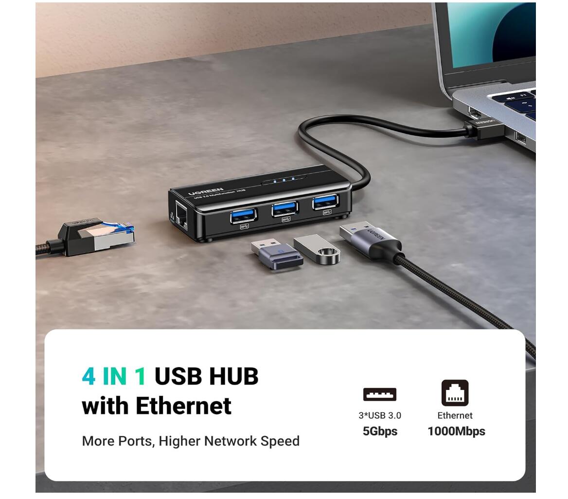 5Gbps 4-Port USB 3.0 Hub with KVM Switch Selector Adapter