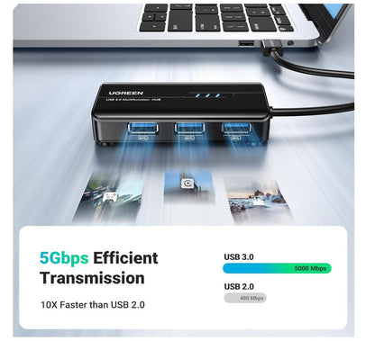 5Gbps 4-Port USB 3.0 Hub with KVM Switch Selector Adapter