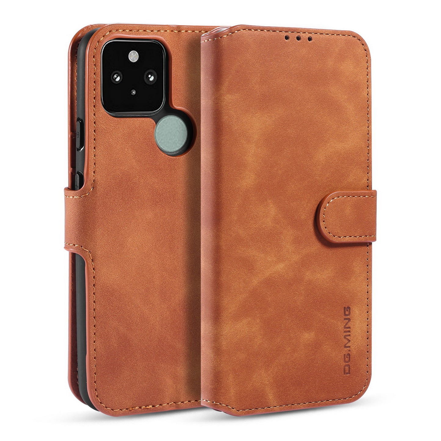 Retro Leather Edge Google Pixel 5 Case with Hand Strap