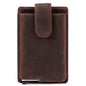 Men's Genuine Leather Business Card Case Automatic Buckle Slim