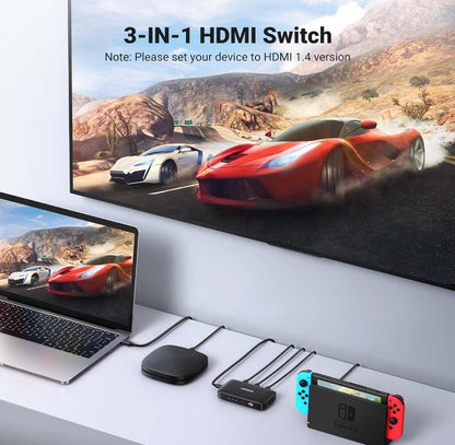 HDMI Switch 3-in-1 4K Splitter with Remote 3D HDR HDCP1.4