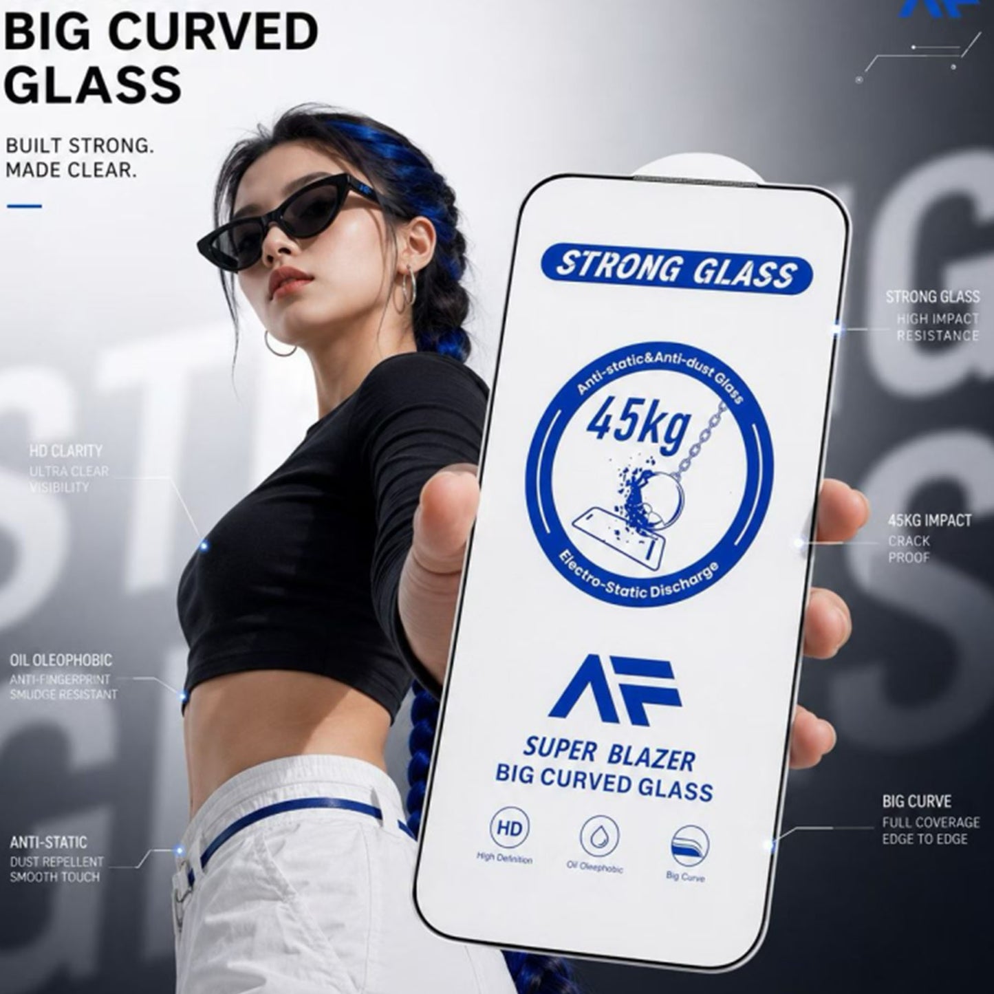 Ultramarine Technology Heavy-Duty HD Clear iPhone Screen Protector 45KG Edge Pressure
