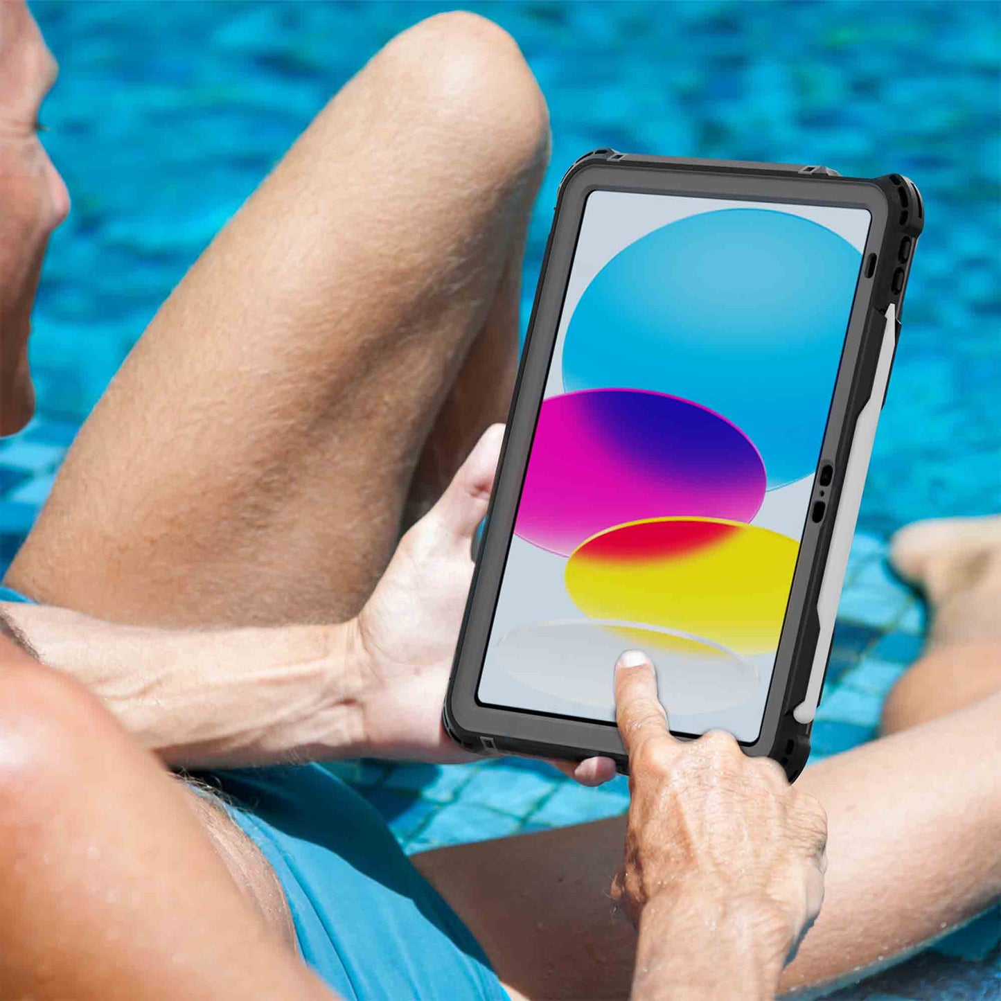 Ultramarine Technology Heavy-Duty Waterproof Tablet Case with 360° Rotating Hand Strap - iPad 10