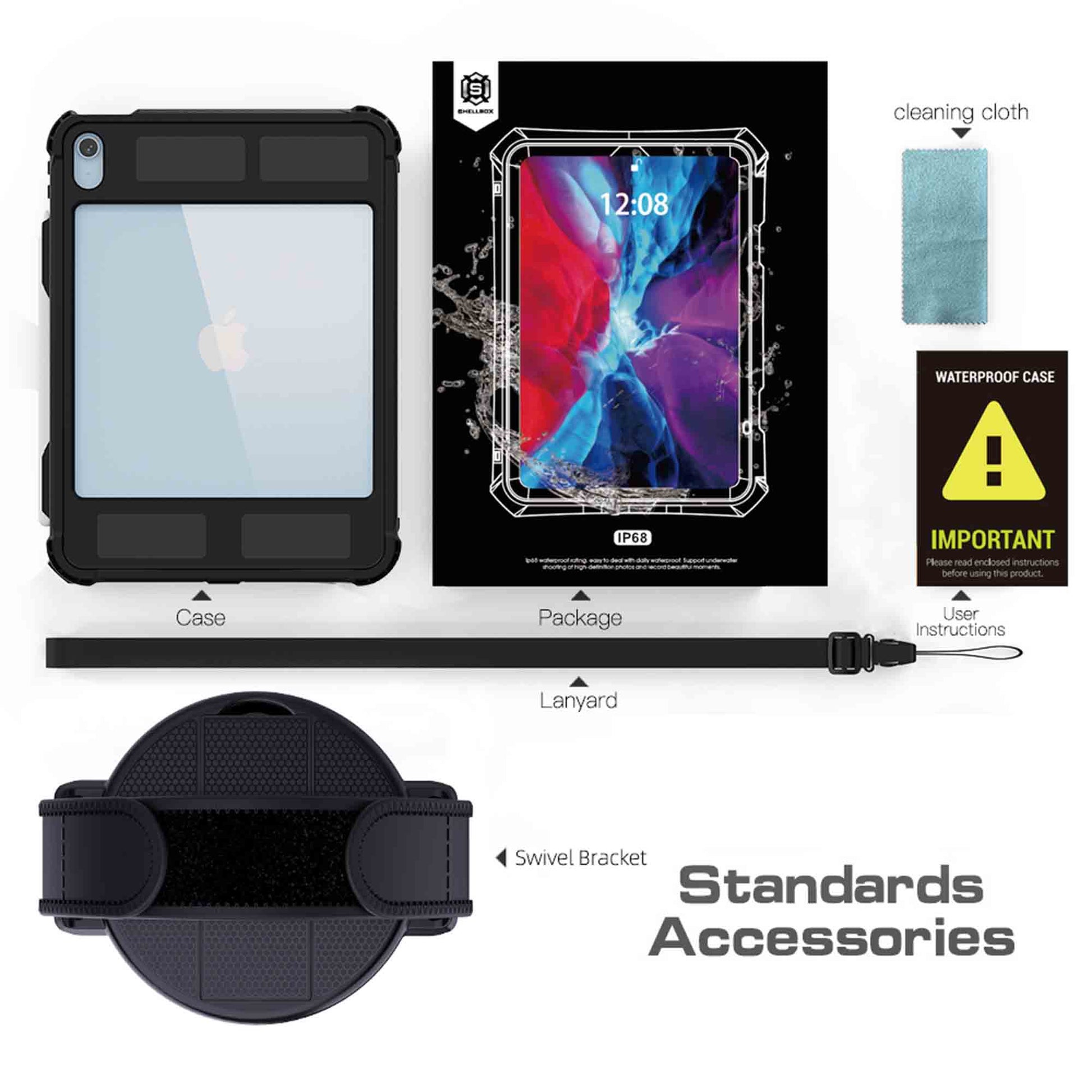 Ultramarine Technology Heavy-Duty Waterproof Tablet Case with 360° Rotating Hand Strap - iPad 10