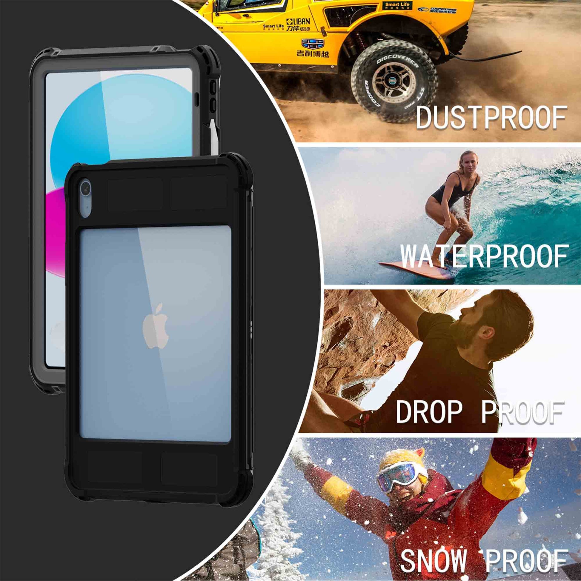 Ultramarine Technology Heavy-Duty Waterproof Tablet Case with 360° Rotating Hand Strap - iPad 10